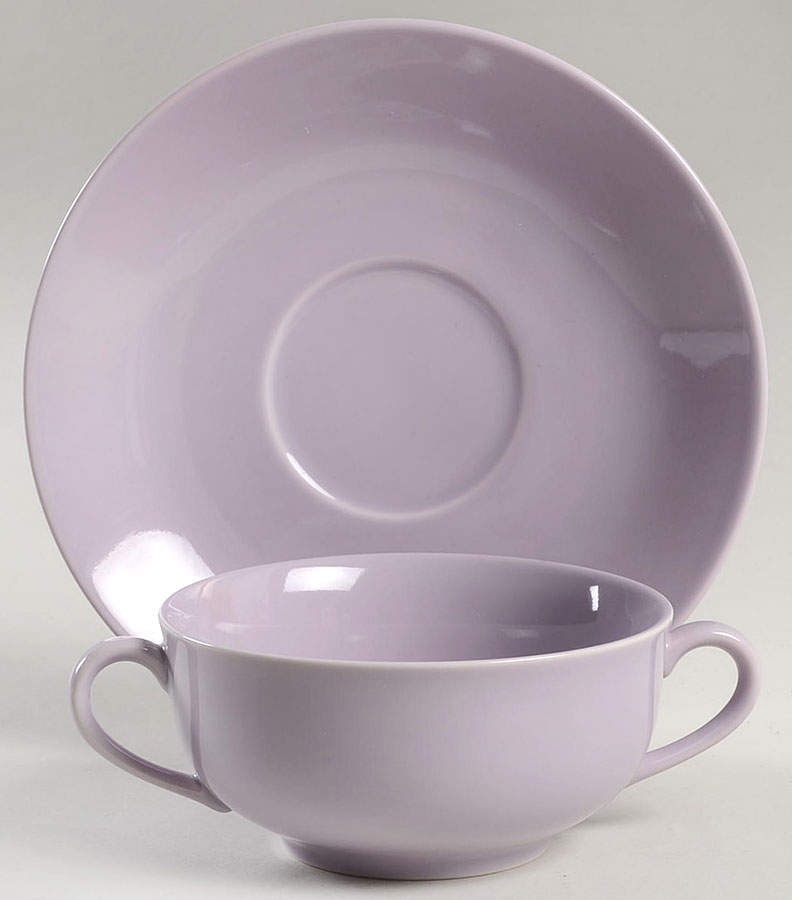 Total Color Spectrum Lilac Flat Cream Soup Bowl & Saucer Set by Fitz & Floyd-1