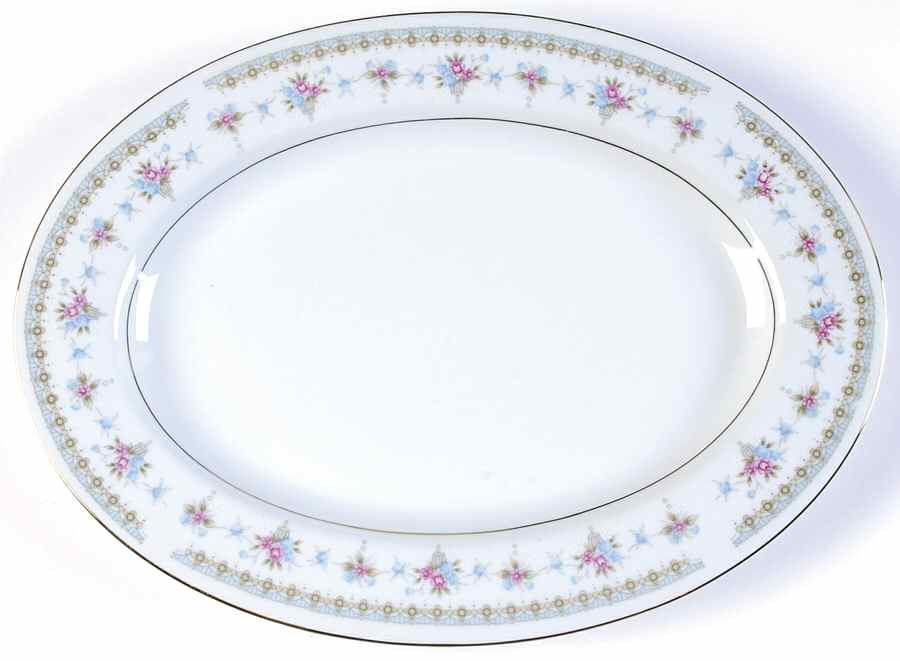 Heather (Gold Trim) 12" Oval Serving Platter by Fine China of Japan-1
