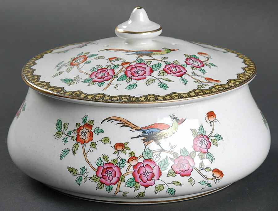 Old Bow Round Covered Butter by S Fieldings & Co.-1