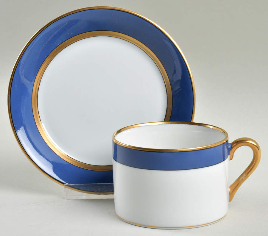 Renaissance Cobalt Blue (Switzerland) Flat Cup & Saucer Set by Fitz & Floyd-1