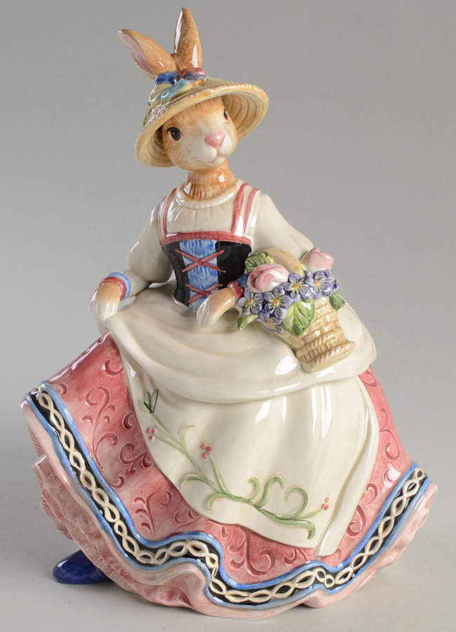 Old World Rabbits Figural Cookie Jar & Lid by Fitz & Floyd-1