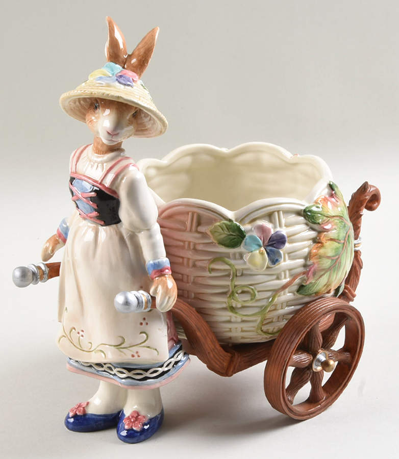 Old World Rabbits Centerpiece/Cachepot by Fitz and Floyd-1