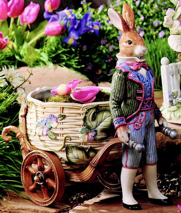 Old World Rabbits Large Cachepot by Fitz & Floyd-1