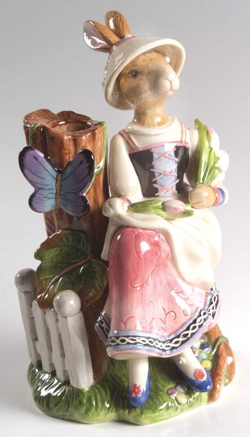 Old World Rabbits Figural Candlestick by Fitz & Floyd-1