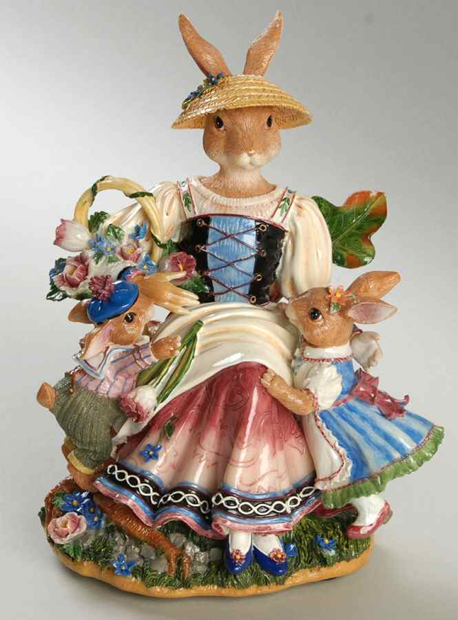 Old World Rabbits Musical Figurine by Fitz & Floyd-1