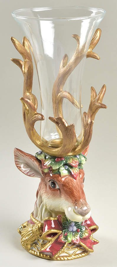 Christmas Deer Candleholder with Glass Globe by Fitz & Floyd-1