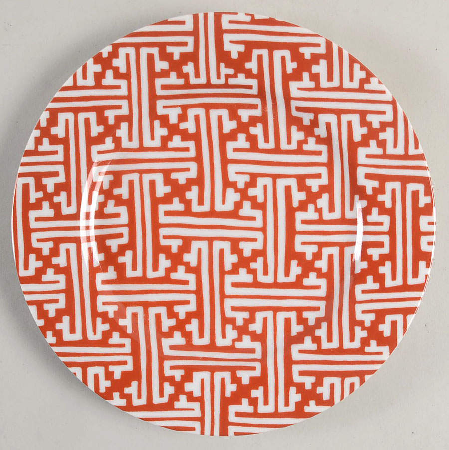 Oriental Geometric Terra Cotta Salad Plate by Fitz & Floyd-1