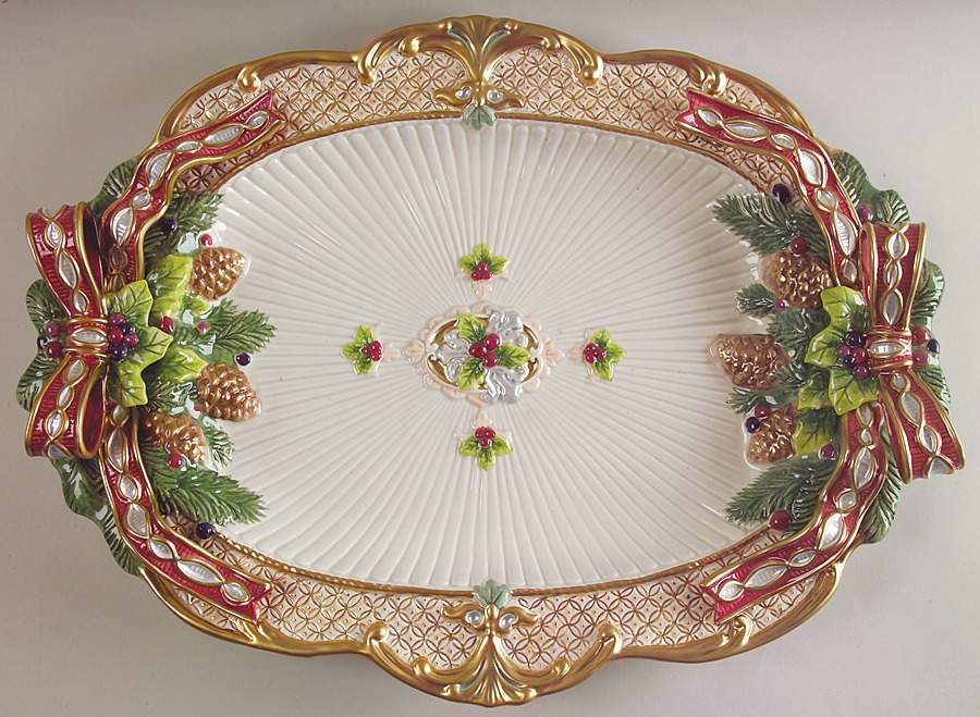 Florentine Christmas (Giftware) 18" Oval Serving Platter by Fitz & Floyd-1
