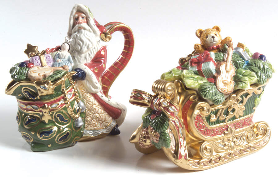 Florentine Christmas (Giftware) Creamer & Sugar with Lids Set by Fitz & Floyd-1