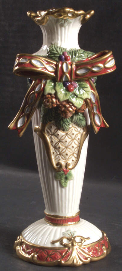 Florentine Christmas (Giftware) 9" Tall Candlestick by Fitz & Floyd-1
