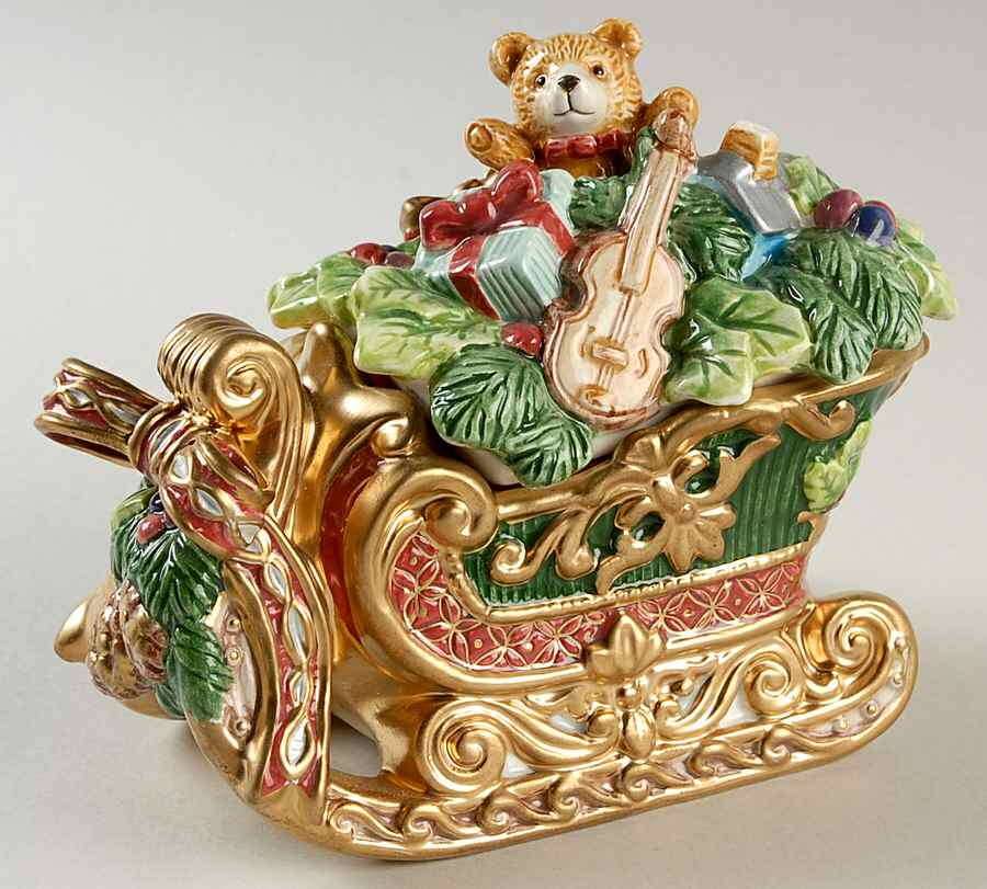 Florentine Christmas (Giftware) Sugar Bowl & Lid by Fitz & Floyd-1