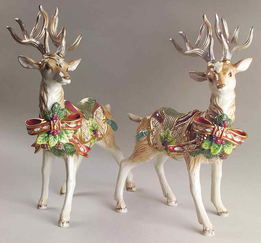 Florentine Christmas (Giftware) Deer Figurine - Set of 2 Motifs by Fitz & Floyd-1