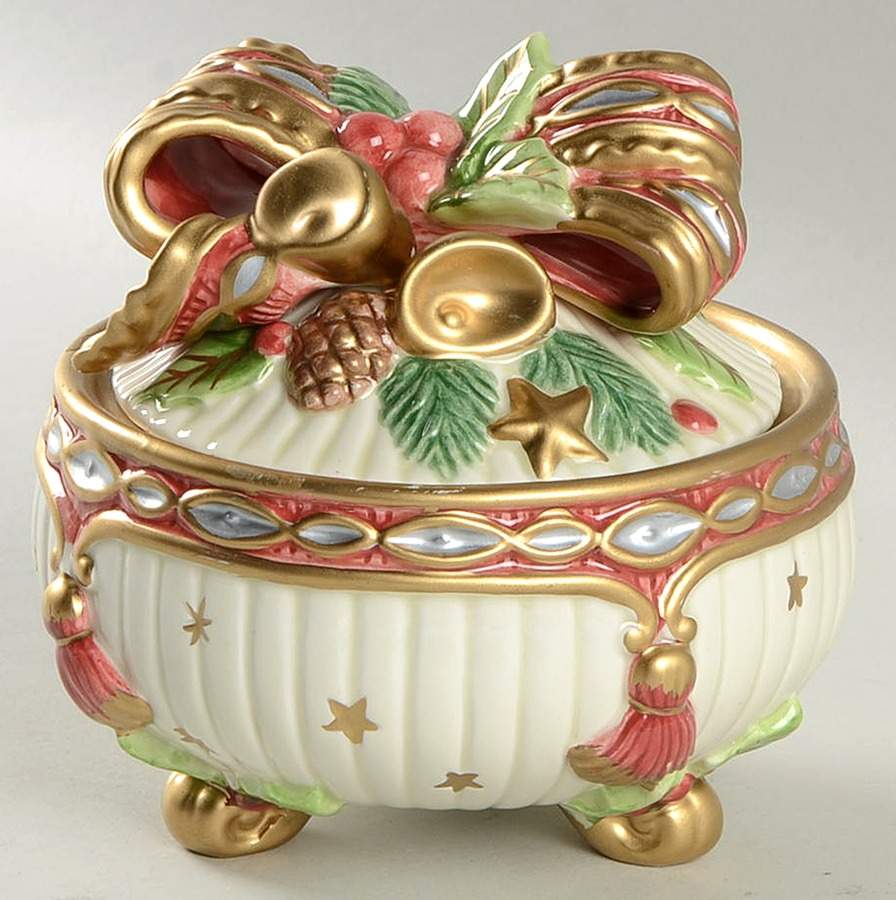 Florentine Christmas (Giftware) 4" Round Box & Lid by Fitz & Floyd-1