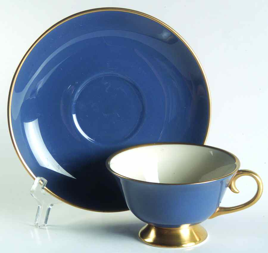 Sylvan-California Mystic Blue (Rim) Footed Cup & Saucer Set by Flintridge-1
