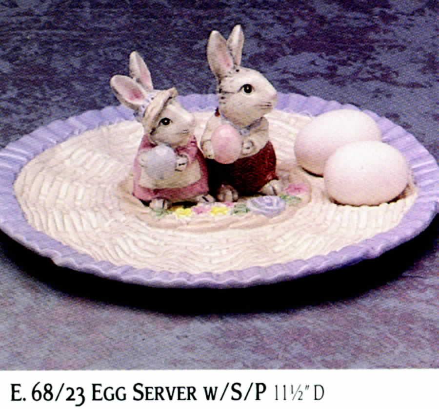 Bunny Hollow Deviled Egg Plate with Salt and Pepper by Fitz & Floyd-1