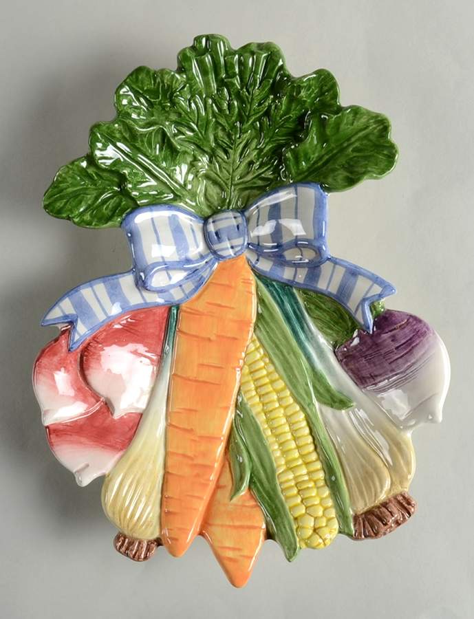 Vegetable Bowquet Canape Plate by Fitz & Floyd-1