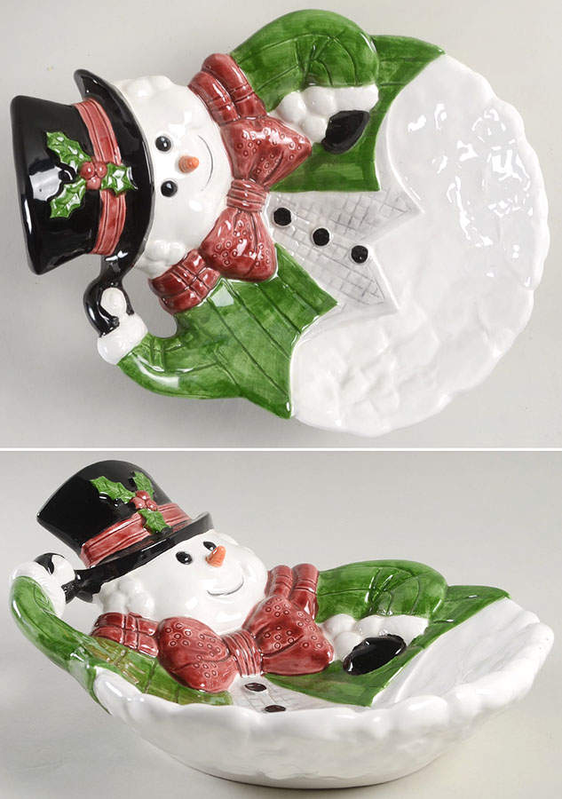 Snow Gentleman 13" Round Figural Serving Bowl by Fitz & Floyd-1