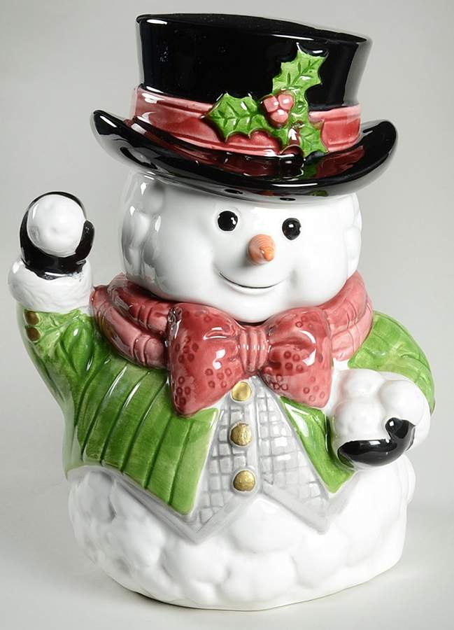Snow Gentleman Cookie Jar & Lid by Fitz & Floyd-1