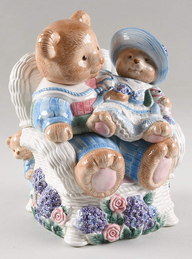 Hydrangea Bears Cookie Jar & Lid by Fitz & Floyd-1