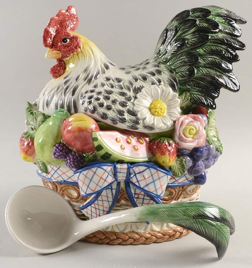 Countryside Figural Tureen & Lid with Ladle by Fitz & Floyd-1