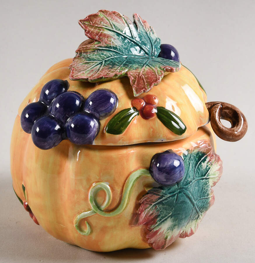 Thanksgiving Banquet Figural Sugar Bowl with Lid & Spoon by Fitz & Floyd-1