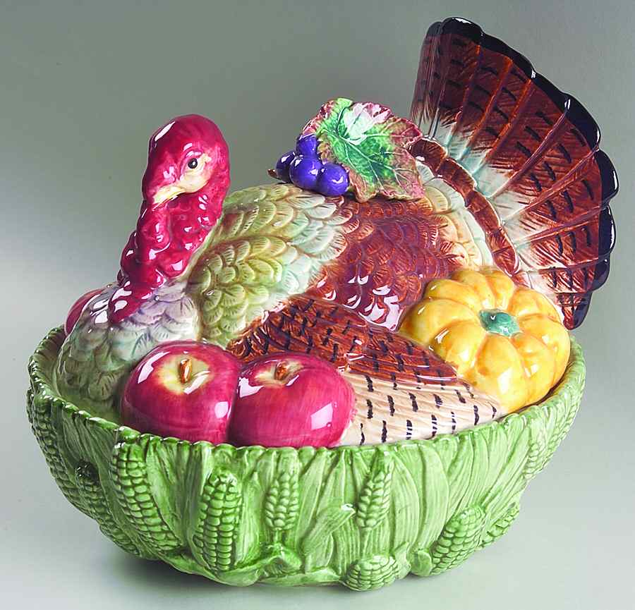 Thanksgiving Banquet Figural Round Covered Vegetable by Fitz & Floyd-1