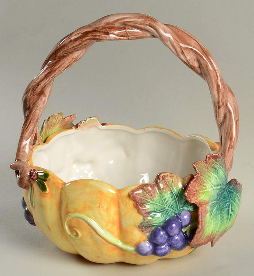 Thanksgiving Banquet Figural Basket with Handle by Fitz & Floyd-1