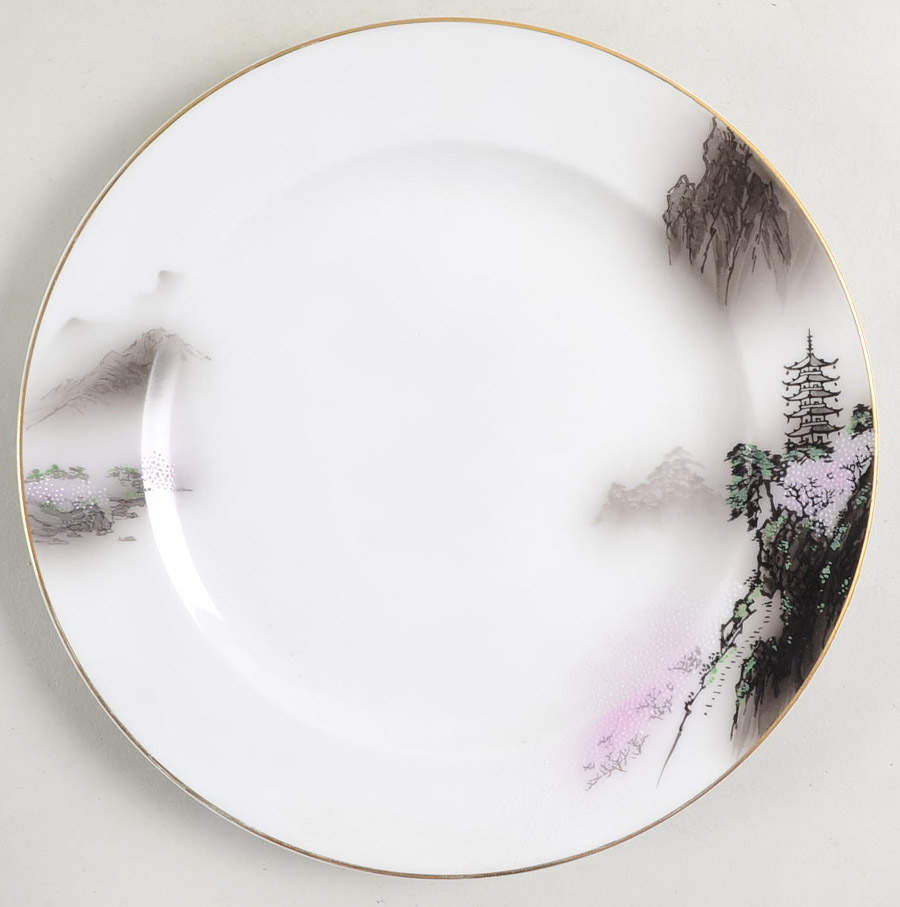 Landscape Black Multicolor (Rim) Salad Plate by Fukagawa-1