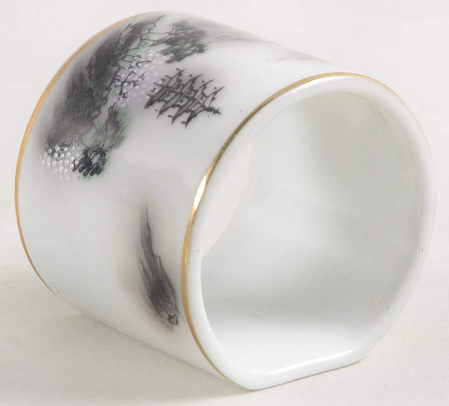 Landscape Black Multicolor (Rim) Napkin Ring by Fukagawa-1