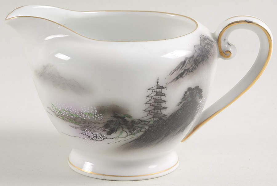 Landscape Black Multicolor (Rim) Mini Creamer by Fukagawa-1