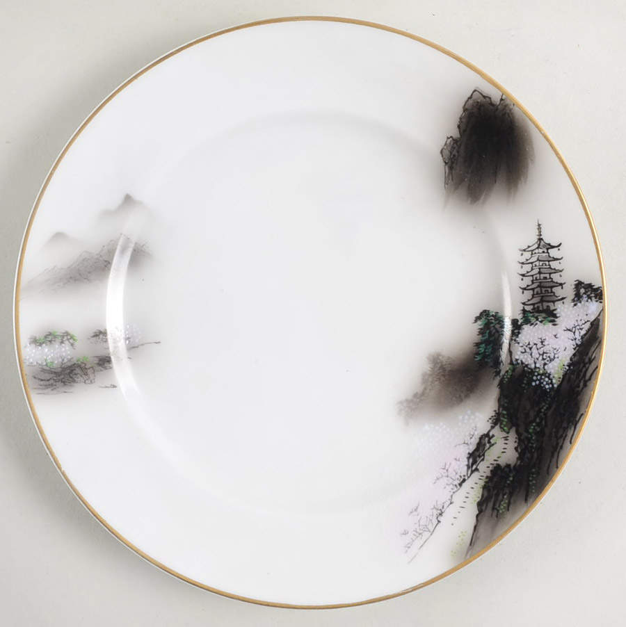 Landscape Black Multicolor (Rim) Bread & Butter Plate by Fukagawa-1
