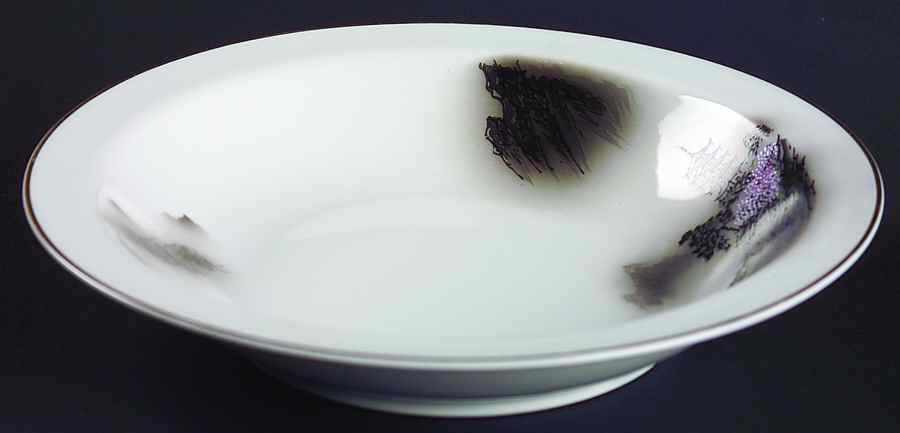 Landscape Black Multicolor (Rim) Rim Soup Bowl by Fukagawa-1