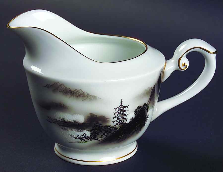 Landscape Black Multicolor (Rim) Creamer by Fukagawa-1