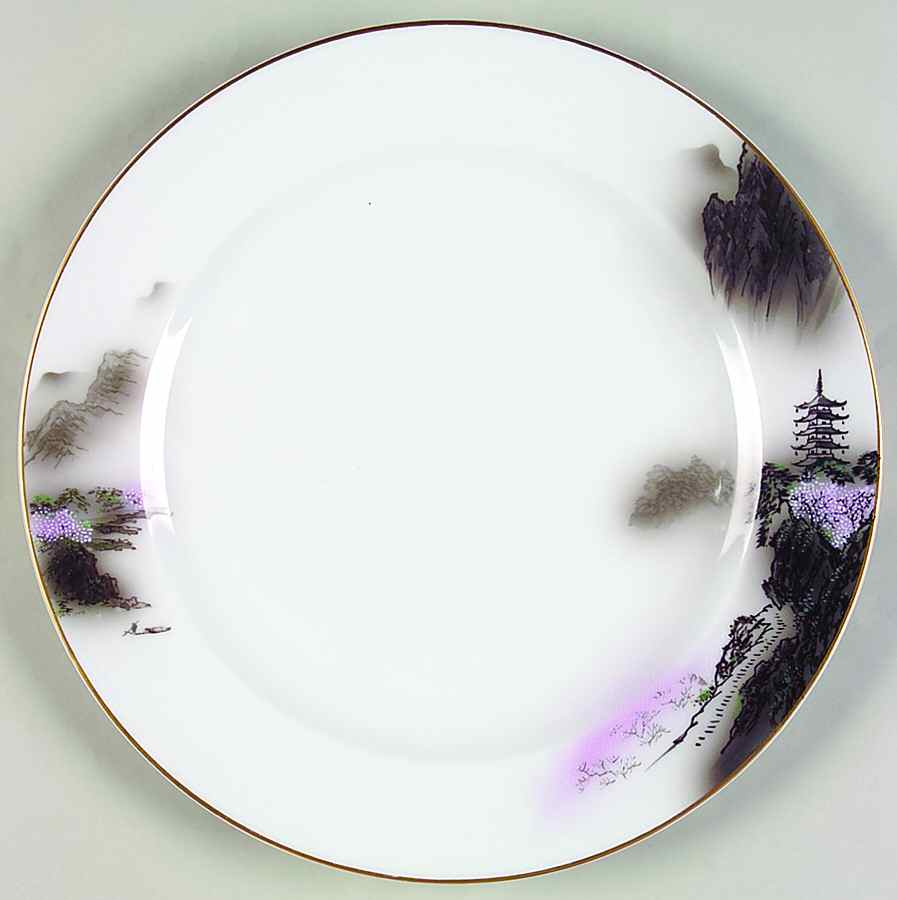 Landscape Black Multicolor (Rim) Dinner Plate by Fukagawa-1