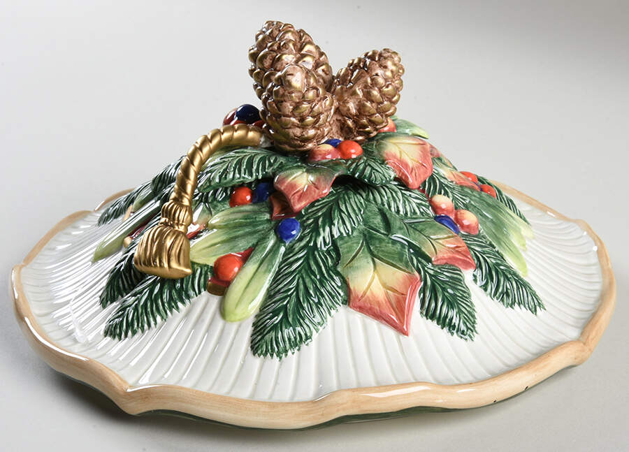 Jolly Ole Saint Nick Lid for Round Vegetable by Fitz & Floyd-1