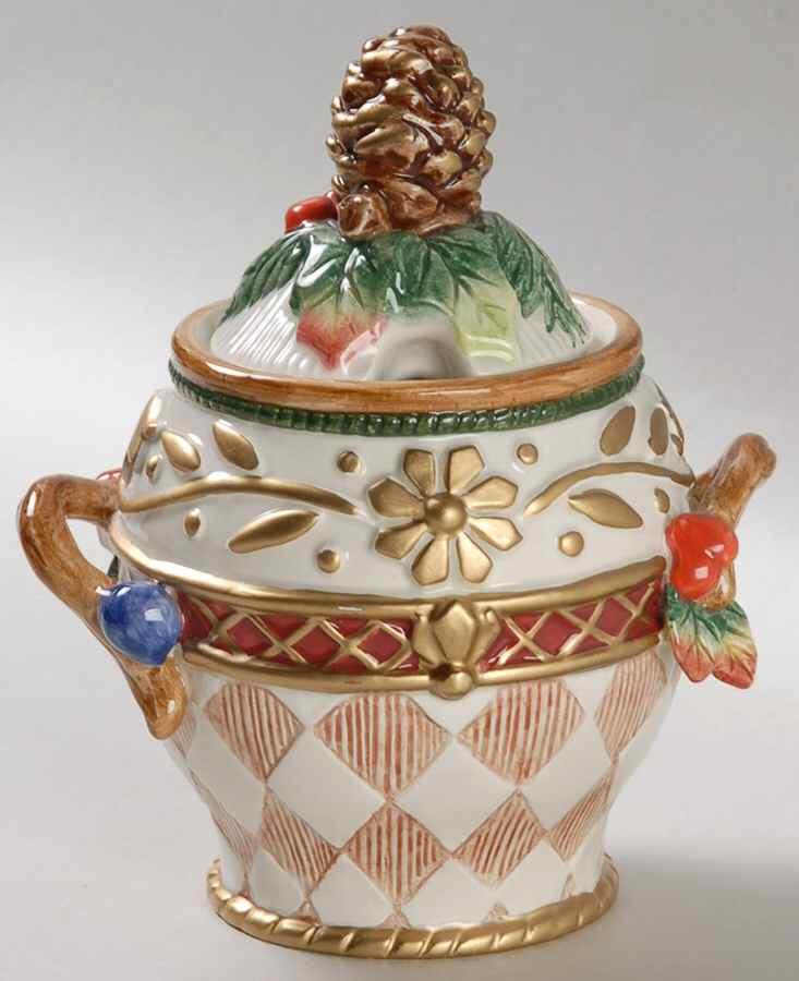 Jolly Ole Saint Nick Sugar Bowl & Lid by Fitz and Floyd-1