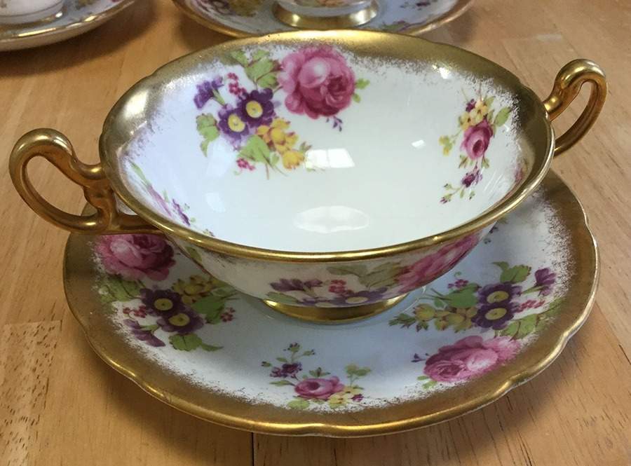 2726 Footed Cream Soup Bowl & Saucer Set by Foley-1