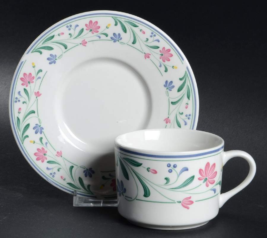 Brandywine (White Background) Flat Cup & Saucer Set by Farberware-1