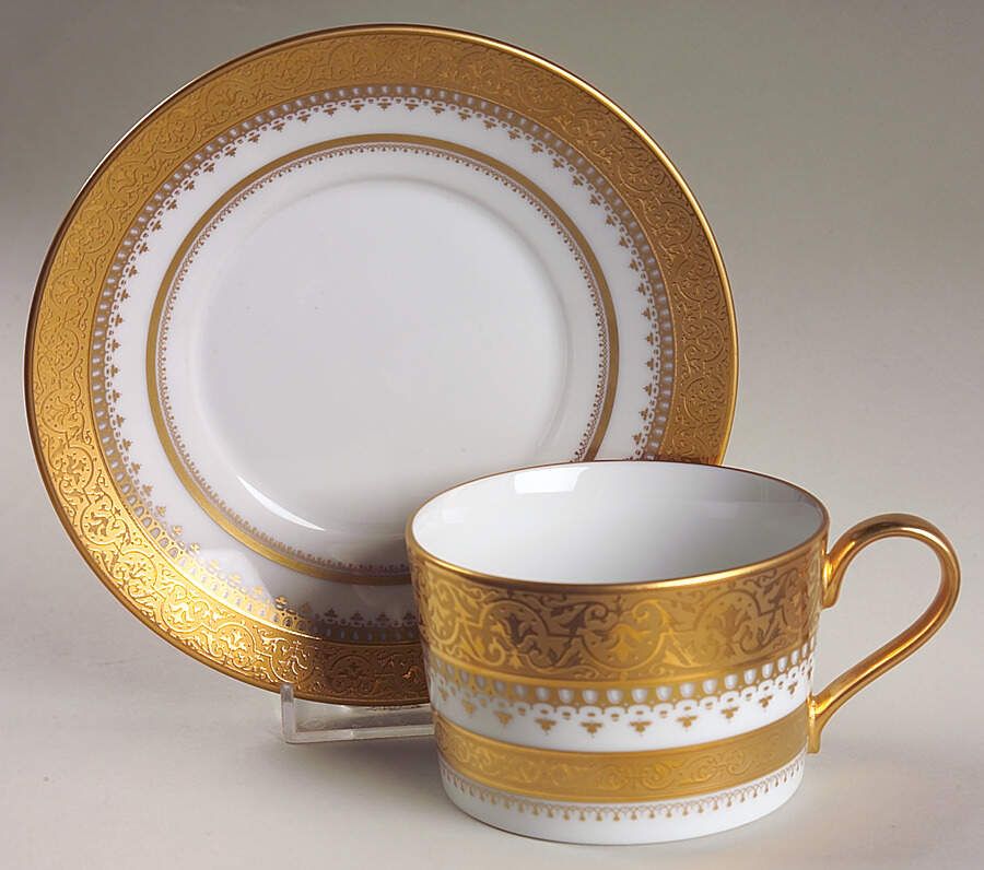 Imperial Heritage White and Gold Flat Cup & Saucer Set by Faberge-1