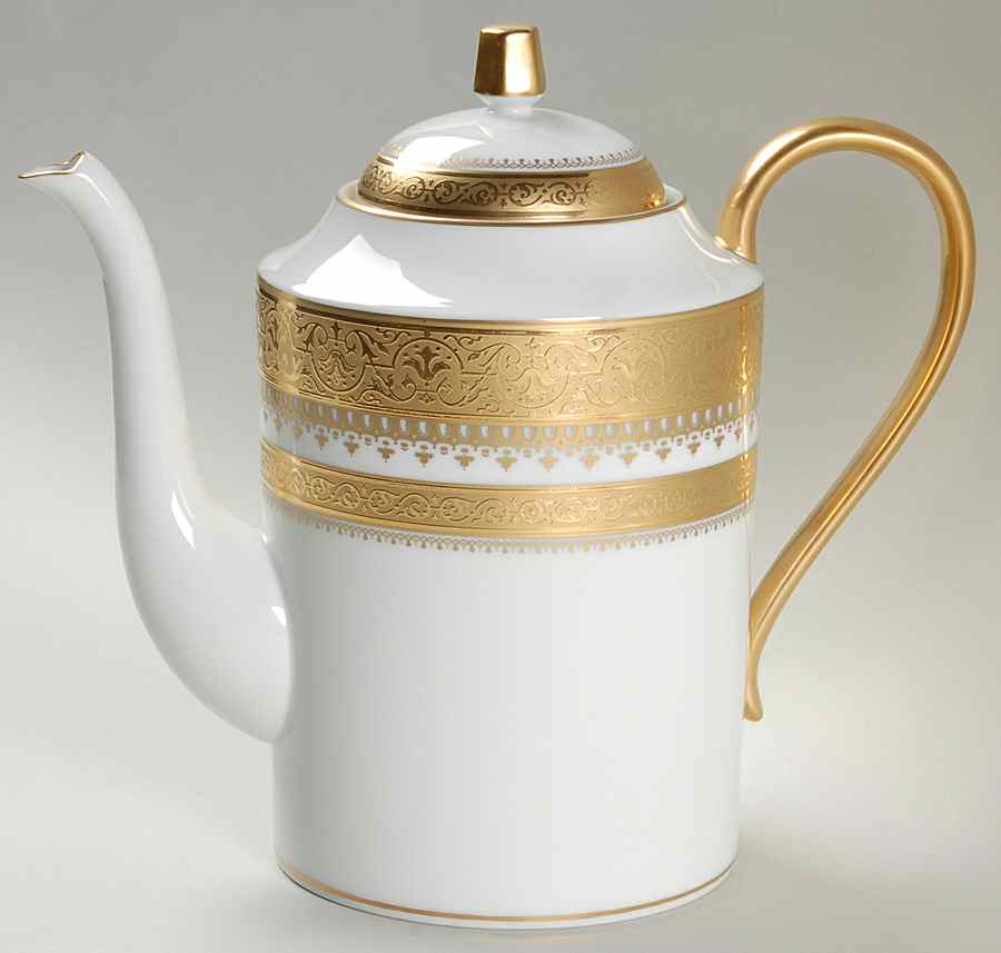 Imperial Heritage White and Gold Coffee Pot & Lid by Faberge-1