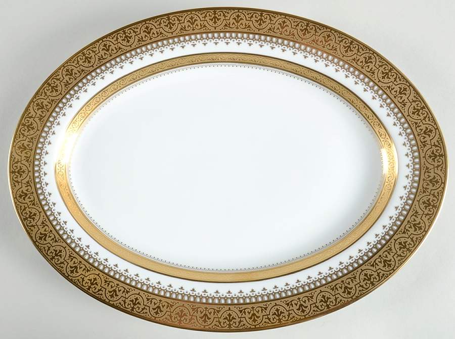 Imperial Heritage White and Gold 14" Oval Serving Platter by Faberge-1
