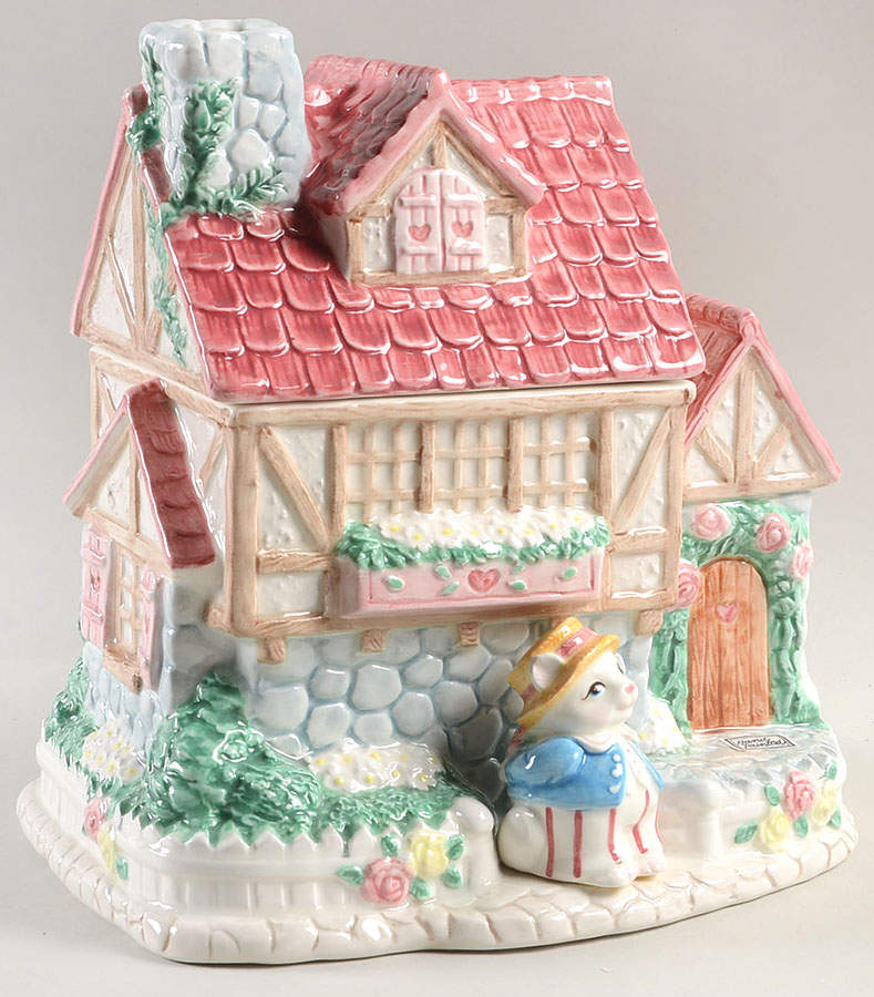 Kitty Kottage Cookie Jar & Lid by Fitz & Floyd-1