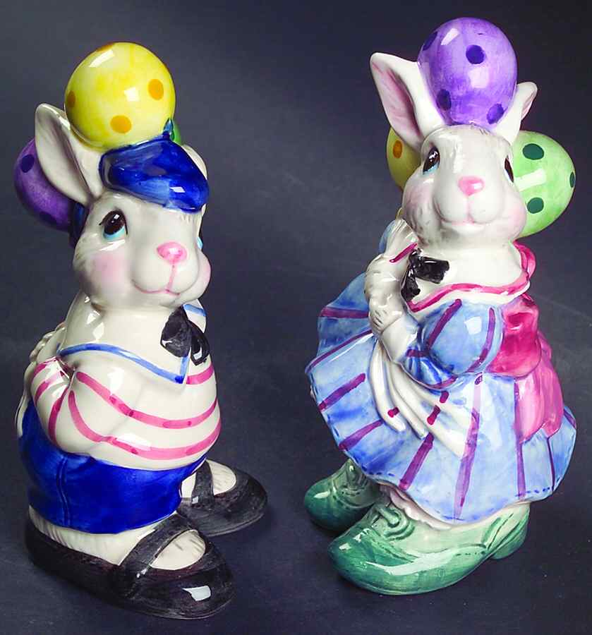 Ballooning Bunnies Salt & Pepper Set by Fitz & Floyd-1
