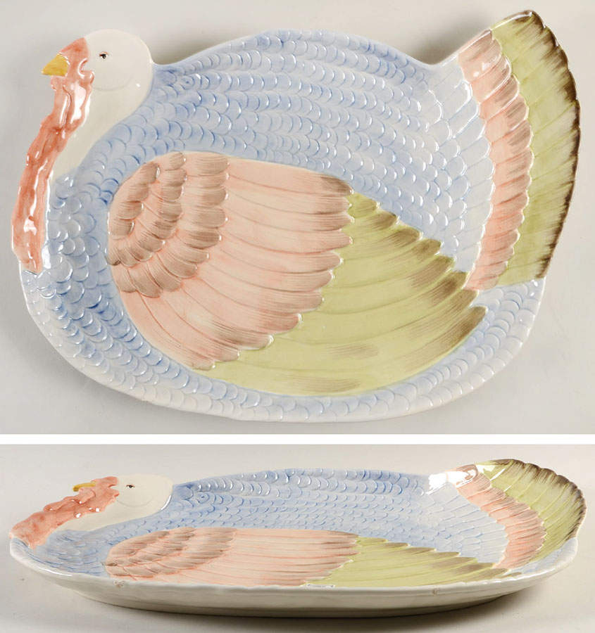 Turkey Time 18" Oval Turkey Serving Platter by Fitz & Floyd-1