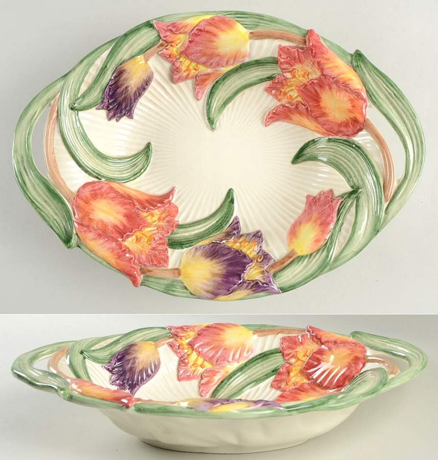 Tulip Swan 12" Oval Vegetable Bowl by Fitz & Floyd-1