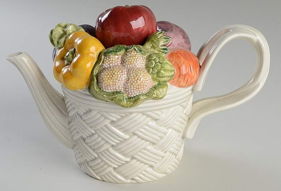 Vegetable Garden Basket Teapot & Lid by Fitz and Floyd-1