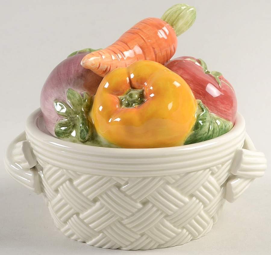 Vegetable Garden Basket Butter Tub & Lid by Fitz and Floyd-1