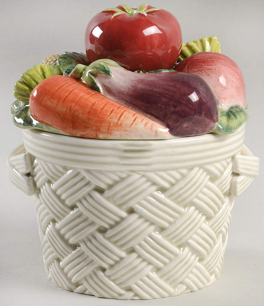 Vegetable Garden Basket Small Canister & Lid by Fitz and Floyd-1
