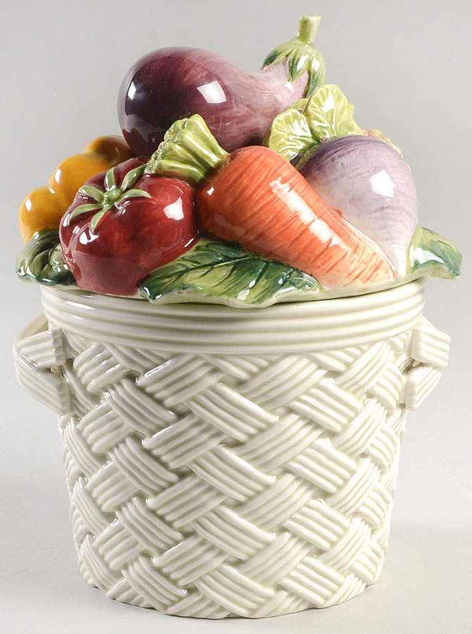 Vegetable Garden Basket Large Canister & Lid by Fitz and Floyd-1