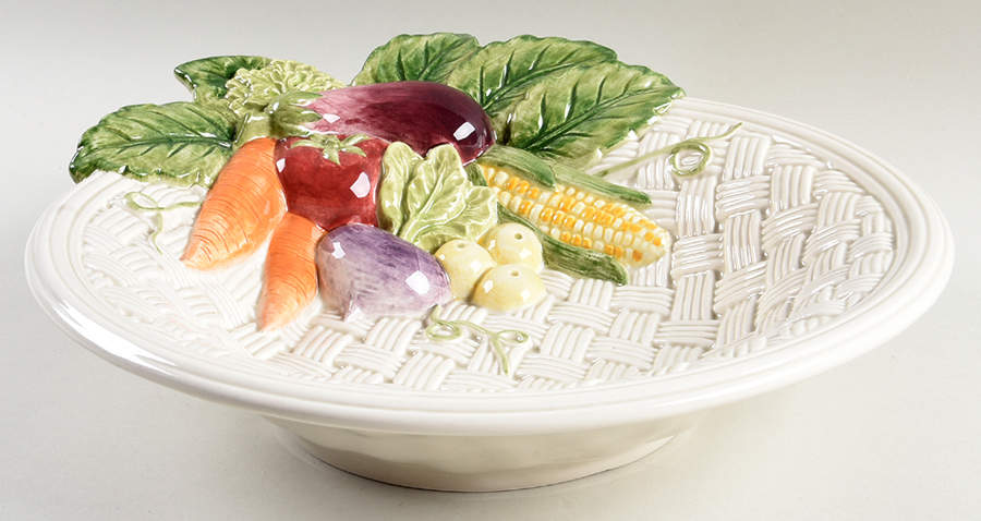Vegetable Garden Basket 12" Round Vegetable Bowl by Fitz and Floyd-1